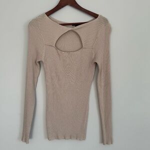 RW&Co Rib Knit Top Keyhole Neckline